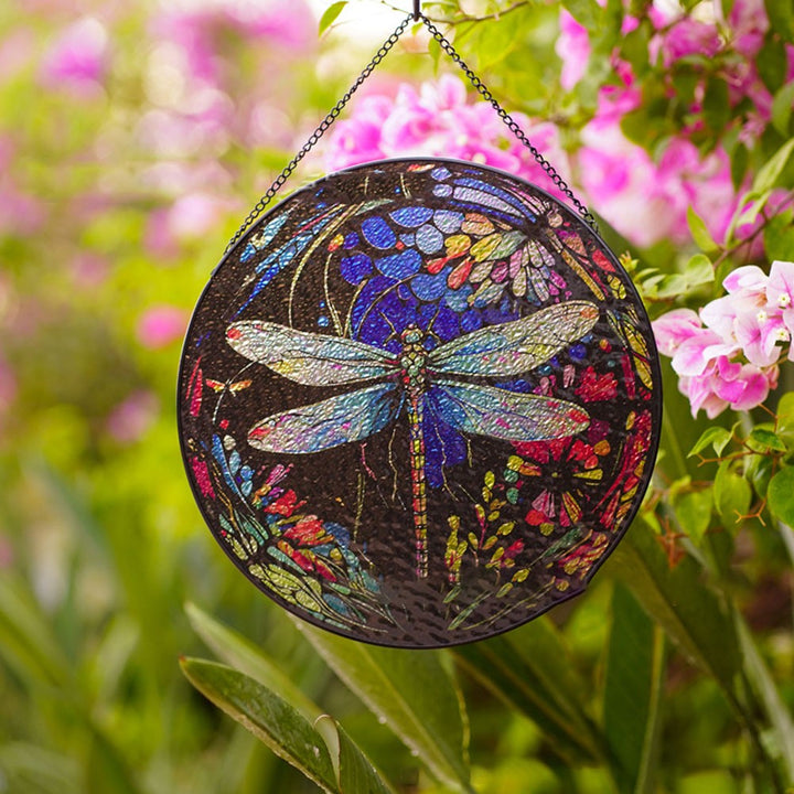 Dragonfly Stained Glass Window Hangings Suncatcher Panel For Wall Garden