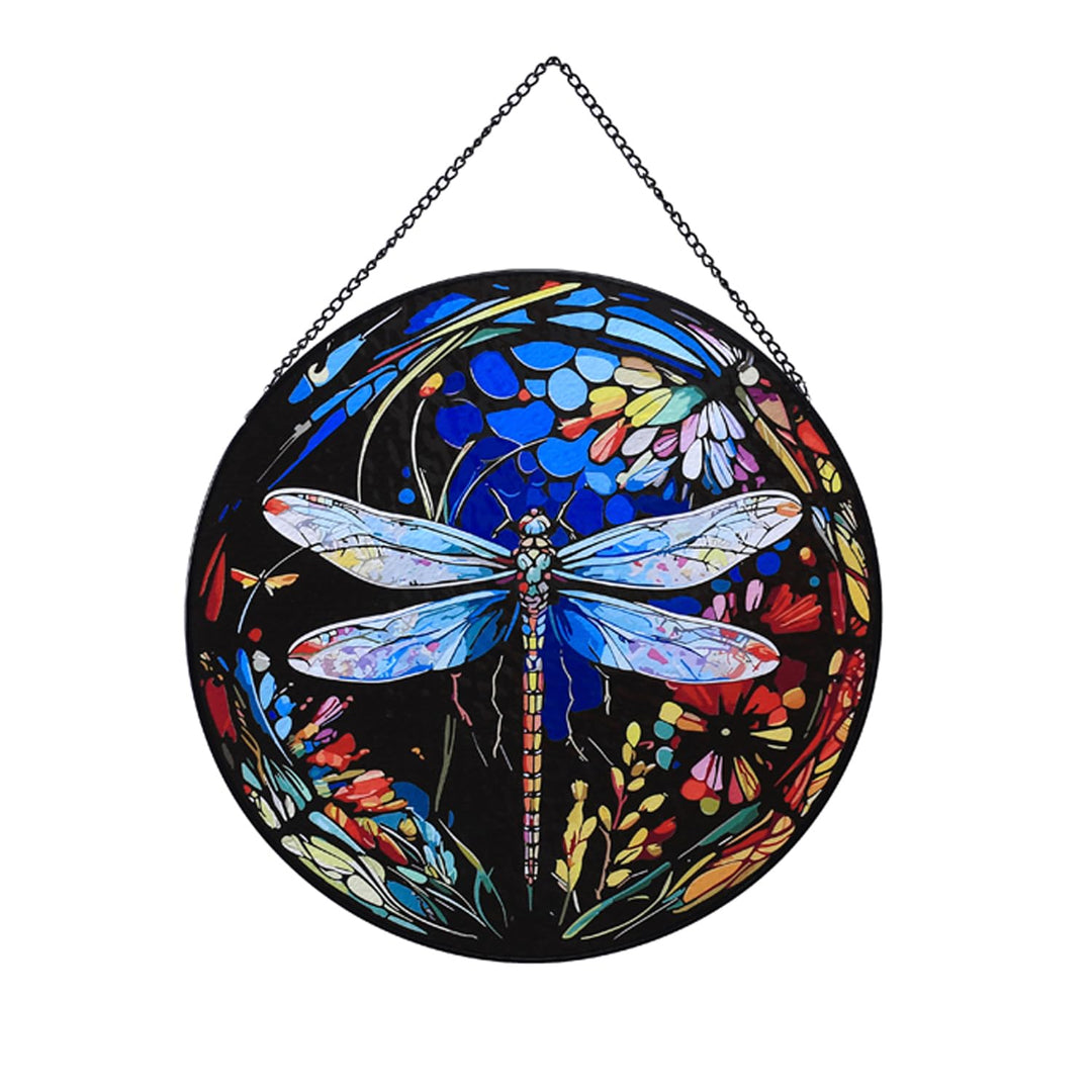 Dragonfly Stained Glass Window Hangings Suncatcher Panel For Wall Garden