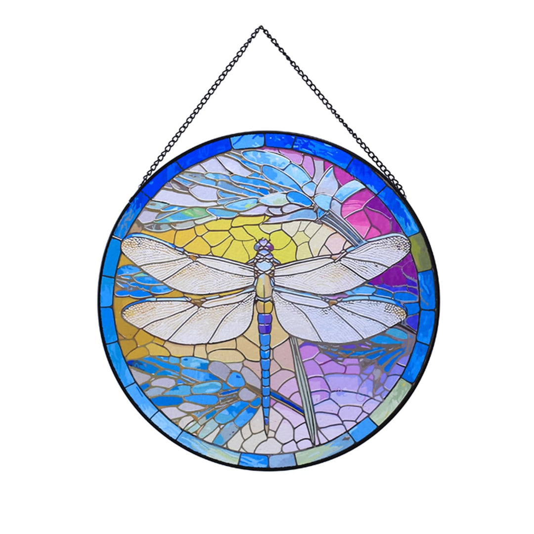 Dragonfly Stained Glass Window Hangings Suncatcher Panel For Wall Garden