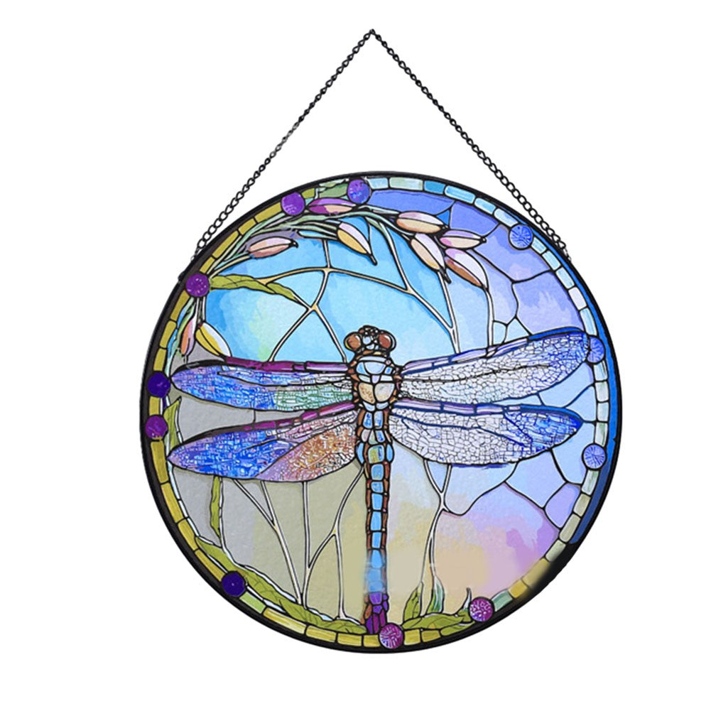 Dragonfly Stained Glass Window Hangings Suncatcher Panel For Wall Garden