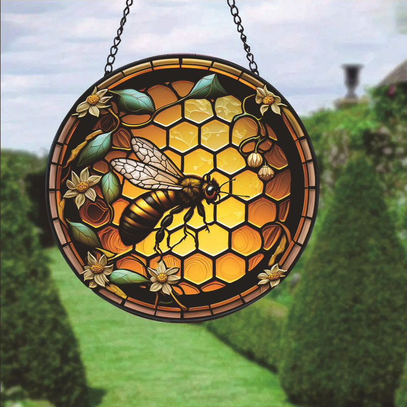 Plant Stained Glass Window Hangings Suncatcher Panel For Wall Garden