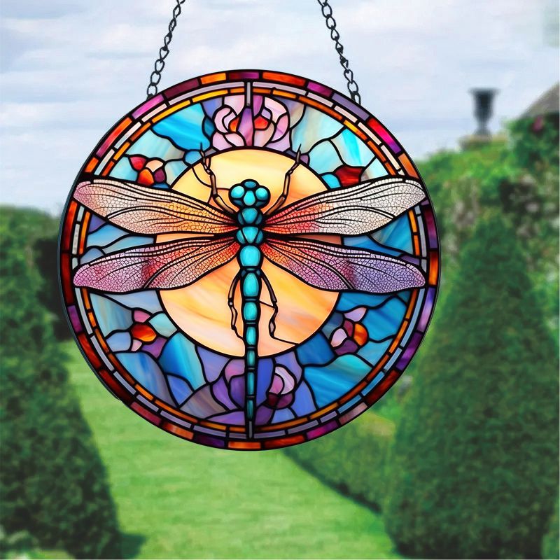 Plant Stained Glass Window Hangings Suncatcher Panel For Wall Garden