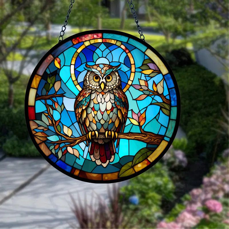 Plant Stained Glass Window Hangings Suncatcher Panel For Wall Garden