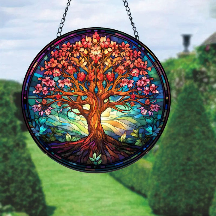 Plant Stained Glass Window Hangings Suncatcher Panel For Wall Garden