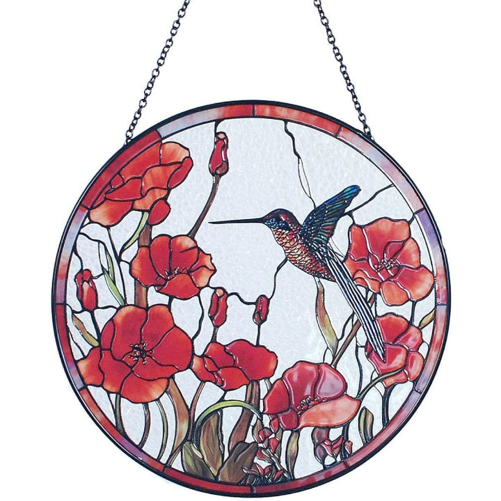 Hummingbird Stained Glass Window Hangings Suncatcher Panel For Wall Garden