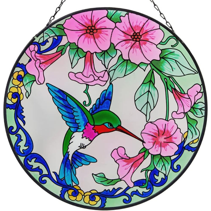 Hummingbird Stained Glass Window Hangings Suncatcher Panel For Wall Garden