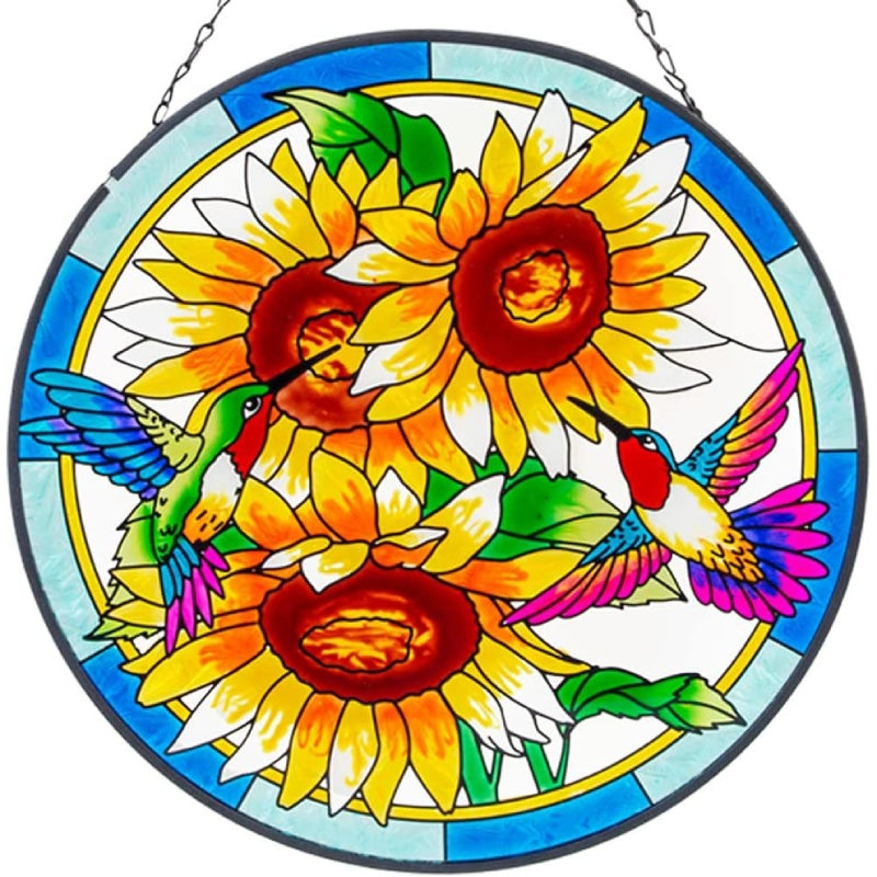 Hummingbird Stained Glass Window Hangings Suncatcher Panel For Wall Garden