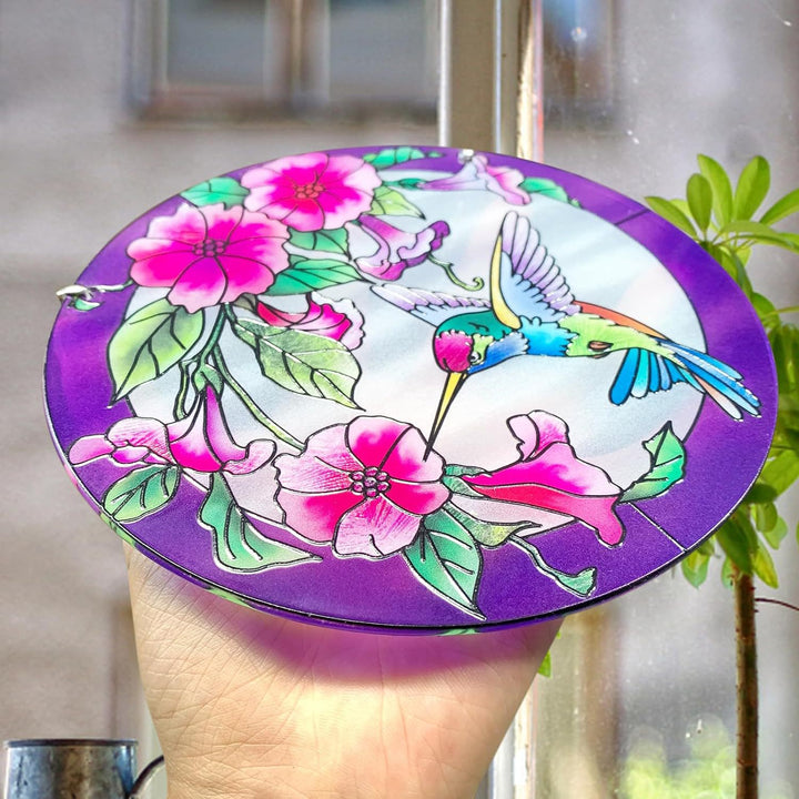 Hummingbird Stained Glass Window Hangings Suncatcher Panel For Wall Garden
