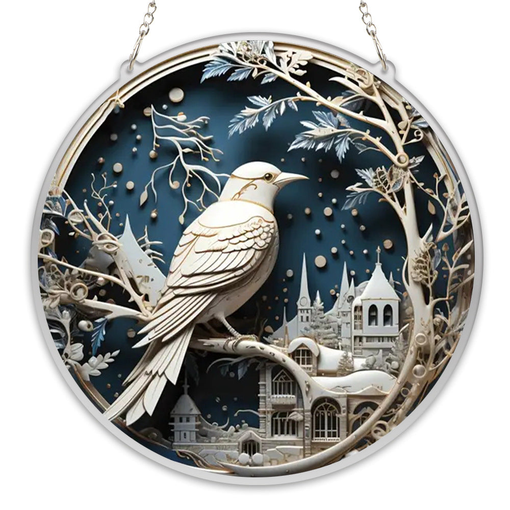Colorful Bird Acrylic Window Hangings Suncatcher For Courtyard Garden