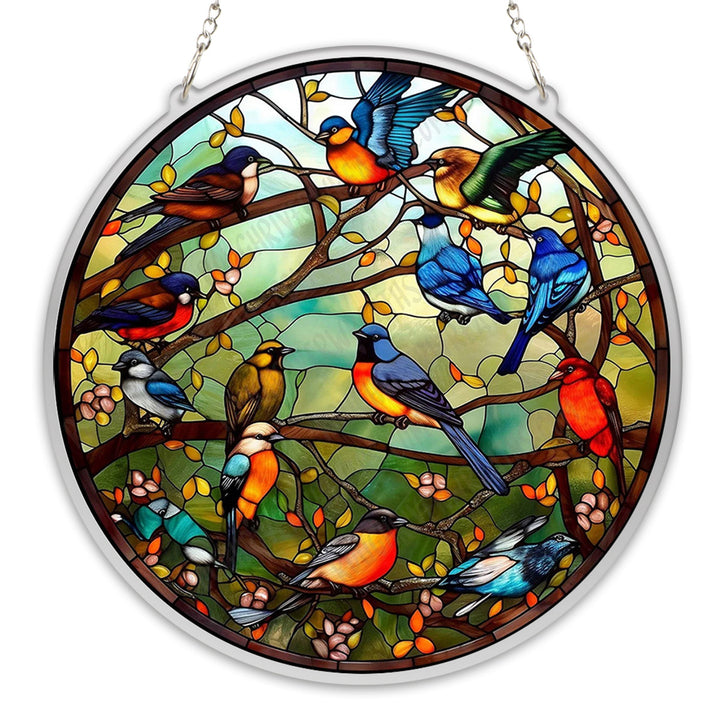 Colorful Bird Acrylic Window Hangings Suncatcher For Courtyard Garden