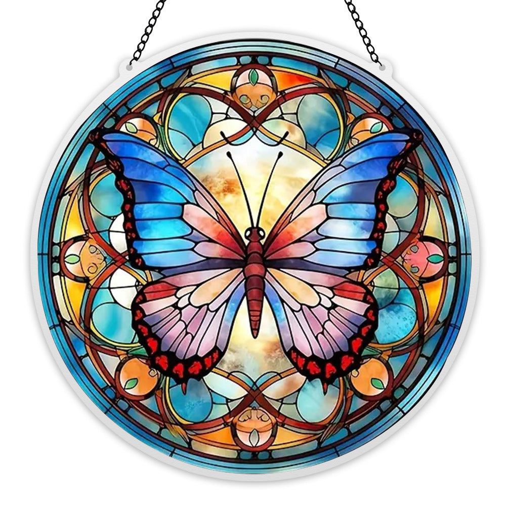 Colorful Butterfly Acrylic Window Hangings Suncatcher For Courtyard Garden