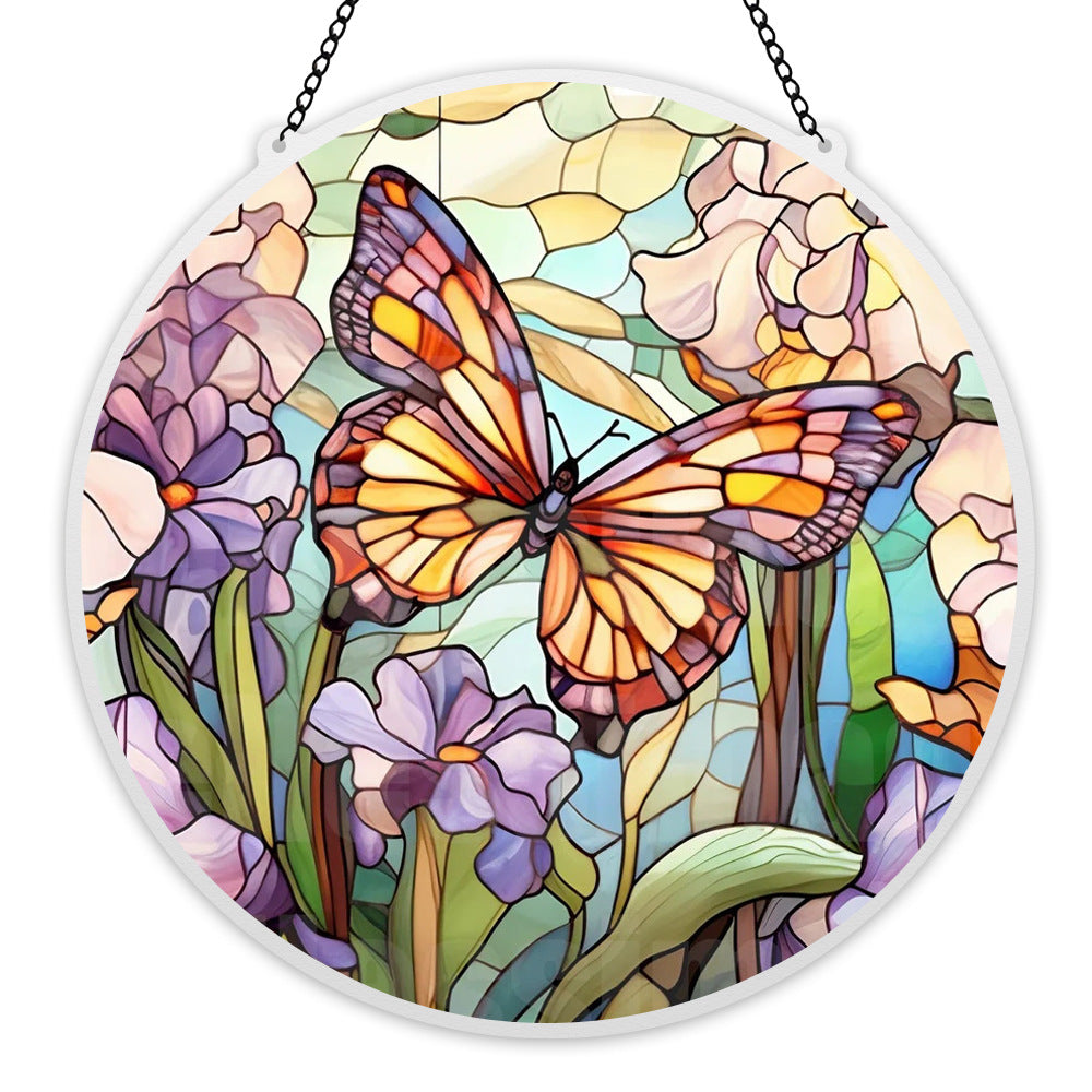 Colorful Butterfly Acrylic Window Hangings Suncatcher For Courtyard Garden