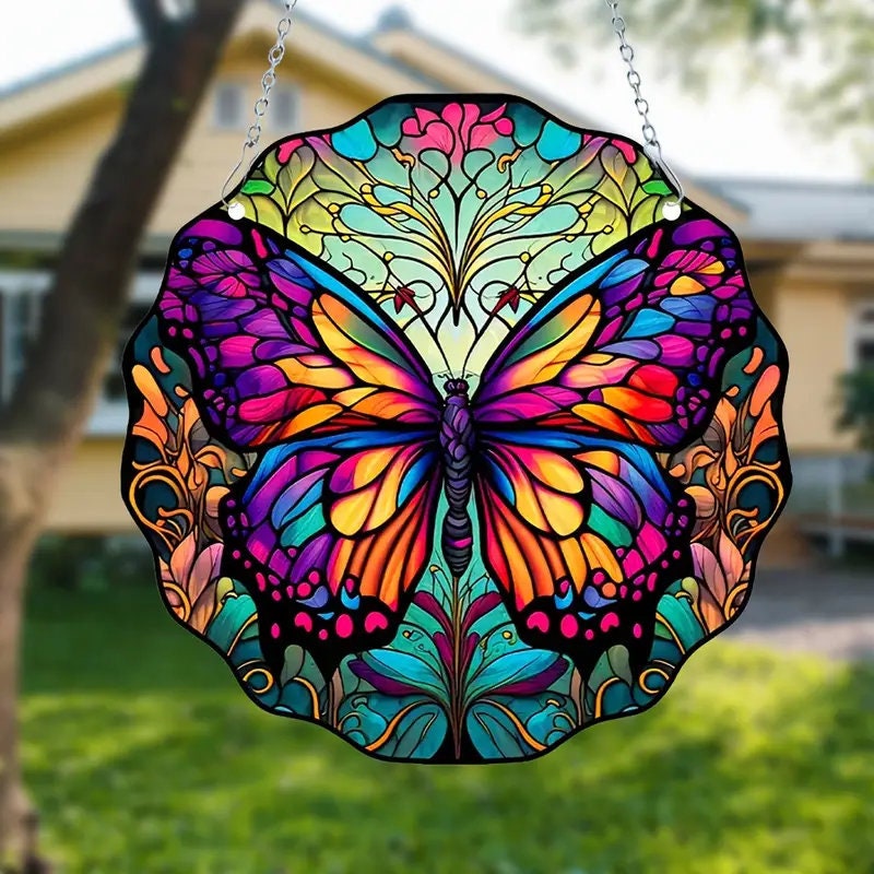 Cute Butterfly Acrylic Window Hangings Suncatcher For Wall Garden