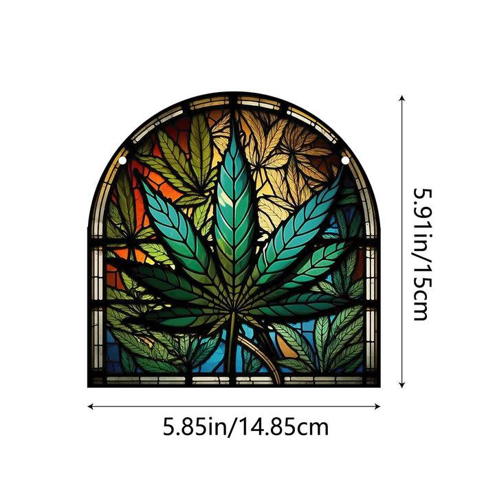 Green Leaf Acrylic Window Hangings Suncatcher For Courtyard Garden