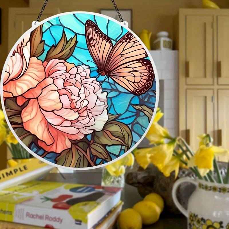 Colorful Butterfly Acrylic Window Hangings Suncatcher For Courtyard Garden