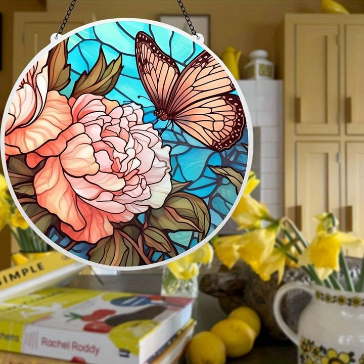 Colorful Butterfly Acrylic Window Hangings Suncatcher For Courtyard Garden