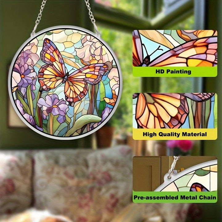Colorful Butterfly Acrylic Window Hangings Suncatcher For Courtyard Garden