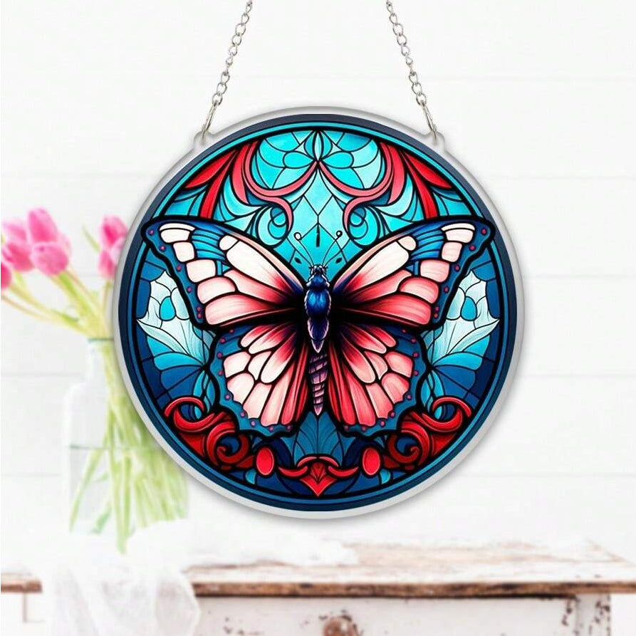 Colorful Butterfly Acrylic Window Hangings Suncatcher For Courtyard Garden
