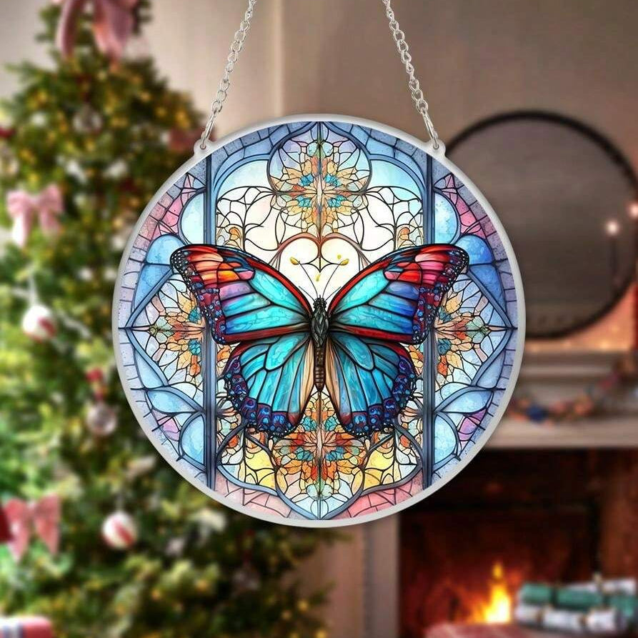 Colorful Butterfly Acrylic Window Hangings Suncatcher For Courtyard Garden