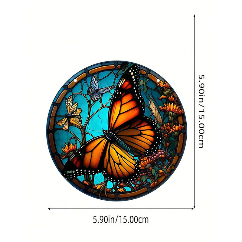 Orange Butterfly Acrylic Window Hangings Suncatcher For Wall Decor