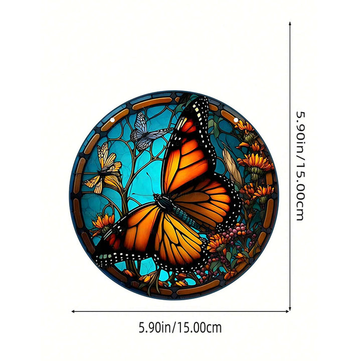 Orange Butterfly Acrylic Window Hangings Suncatcher For Wall Decor