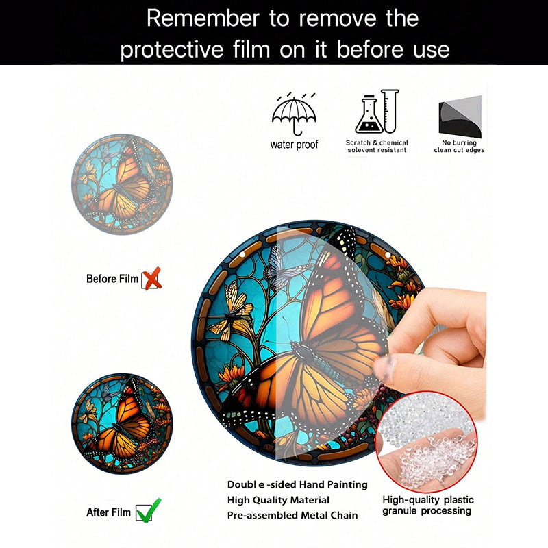 Orange Butterfly Acrylic Window Hangings Suncatcher For Wall Decor