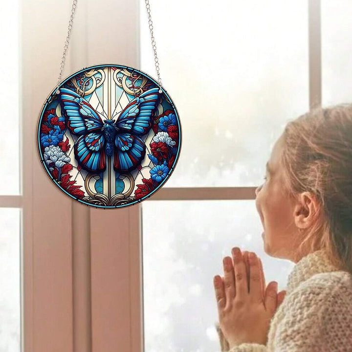 Gothic Blue Butterfly Acrylic Window Hangings Suncatcher For Wall Decor