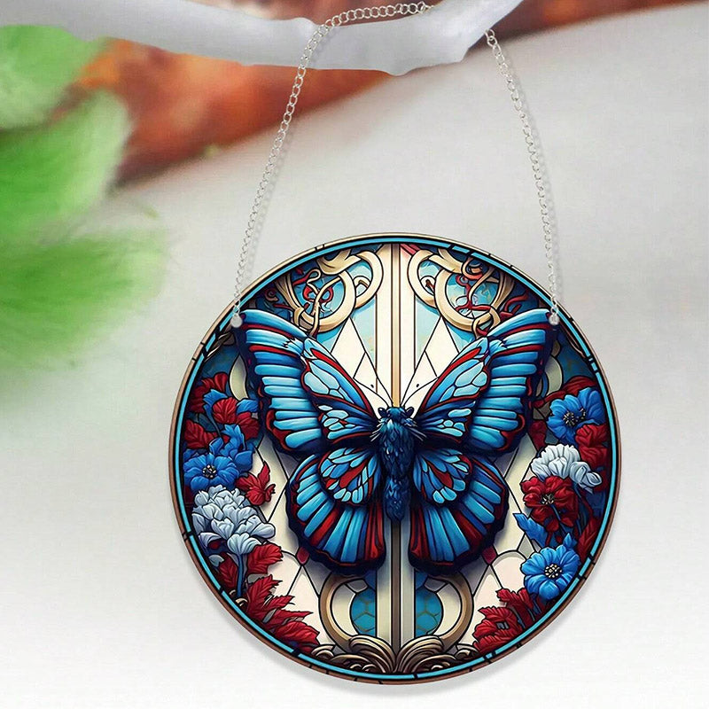 Gothic Blue Butterfly Acrylic Window Hangings Suncatcher For Wall Decor