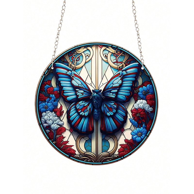 Gothic Blue Butterfly Acrylic Window Hangings Suncatcher For Wall Decor