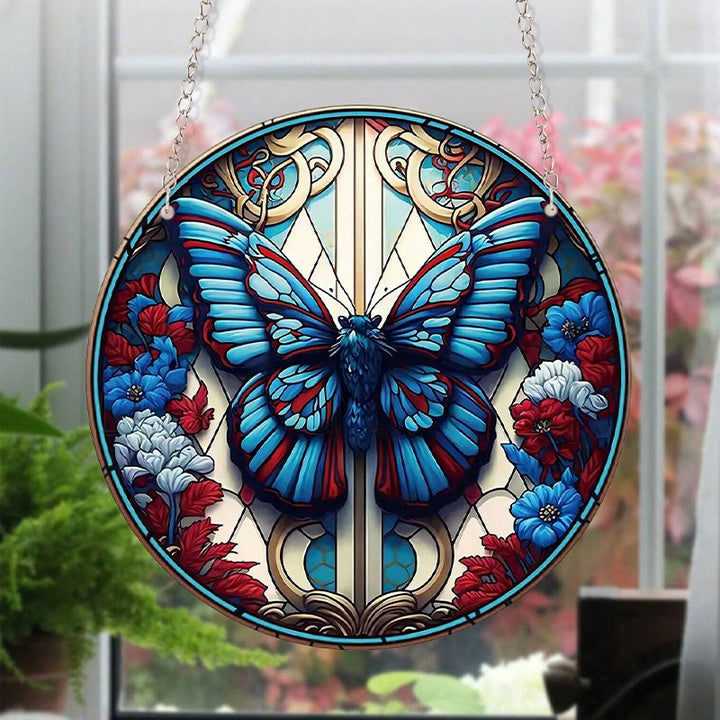 Gothic Blue Butterfly Acrylic Window Hangings Suncatcher For Wall Decor