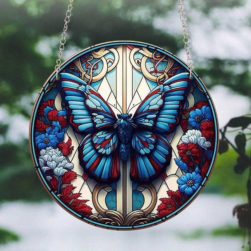 Gothic Blue Butterfly Acrylic Window Hangings Suncatcher For Wall Decor