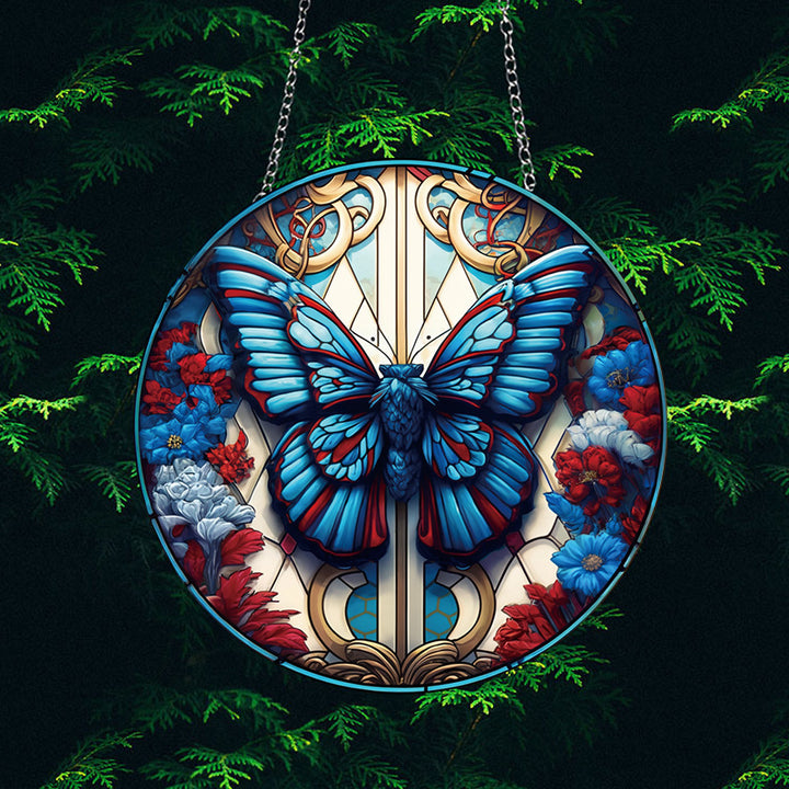 Gothic Blue Butterfly Acrylic Window Hangings Suncatcher For Wall Decor