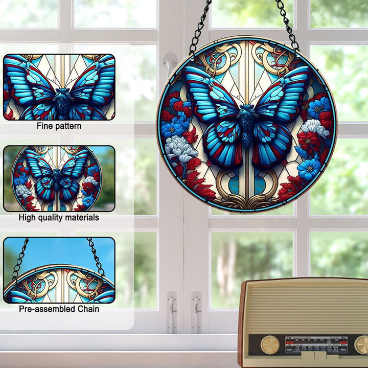 Gothic Blue Butterfly Acrylic Window Hangings Suncatcher For Wall Decor