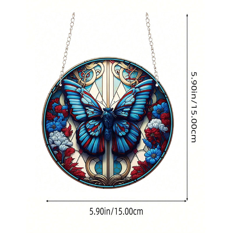 Gothic Blue Butterfly Acrylic Window Hangings Suncatcher For Wall Decor