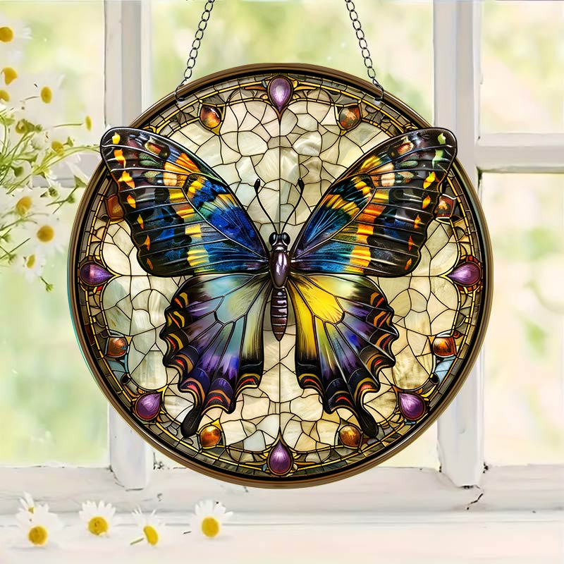 Dark Stained Butterfly Acrylic Window Hangings Suncatcher For Wall Decor