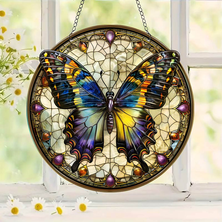 Dark Stained Butterfly Acrylic Window Hangings Suncatcher For Wall Decor