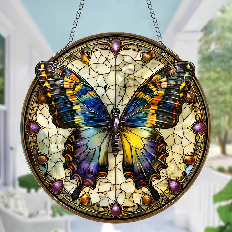 Dark Stained Butterfly Acrylic Window Hangings Suncatcher For Wall Decor