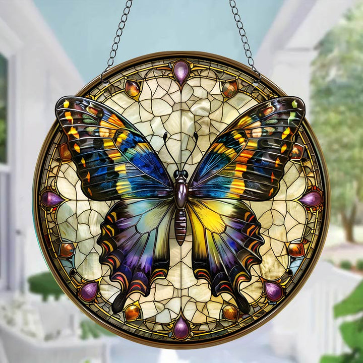 Dark Stained Butterfly Acrylic Window Hangings Suncatcher For Wall Decor