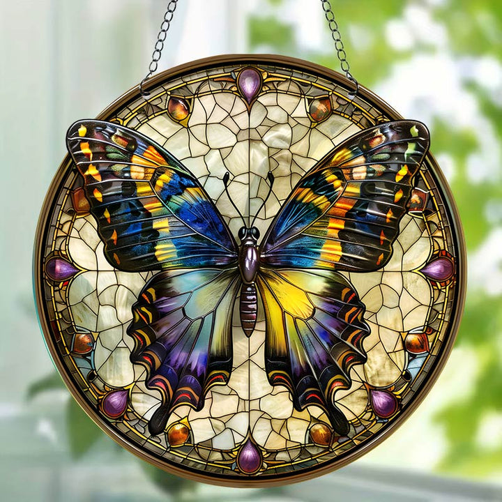Dark Stained Butterfly Acrylic Window Hangings Suncatcher For Wall Decor