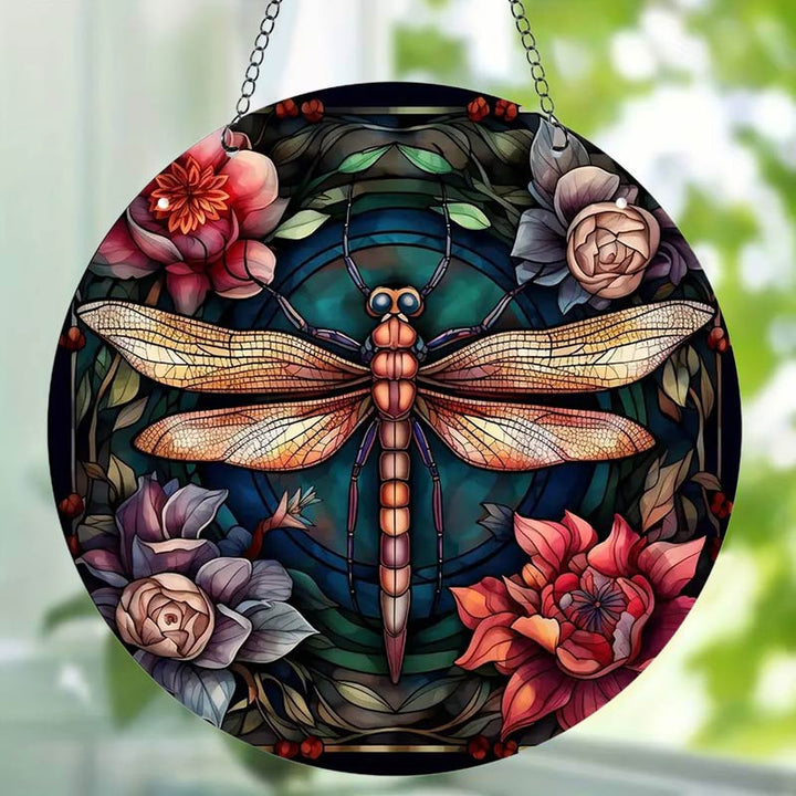 Flower Dragonfly Acrylic Window Hangings Suncatcher For Wall Decor