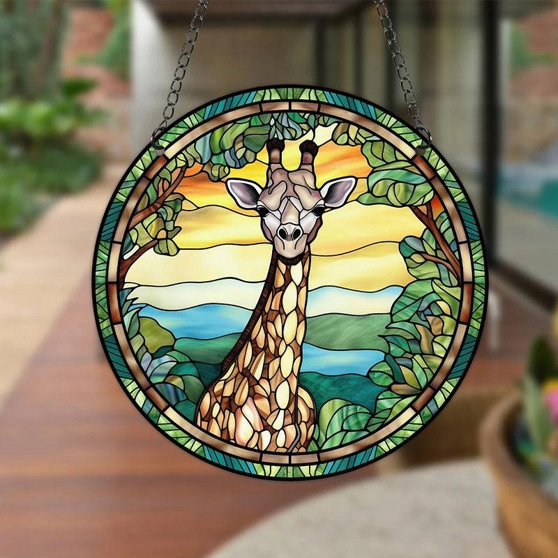 Stained Giraffe Acrylic Window Hangings Suncatcher For Wall Decor
