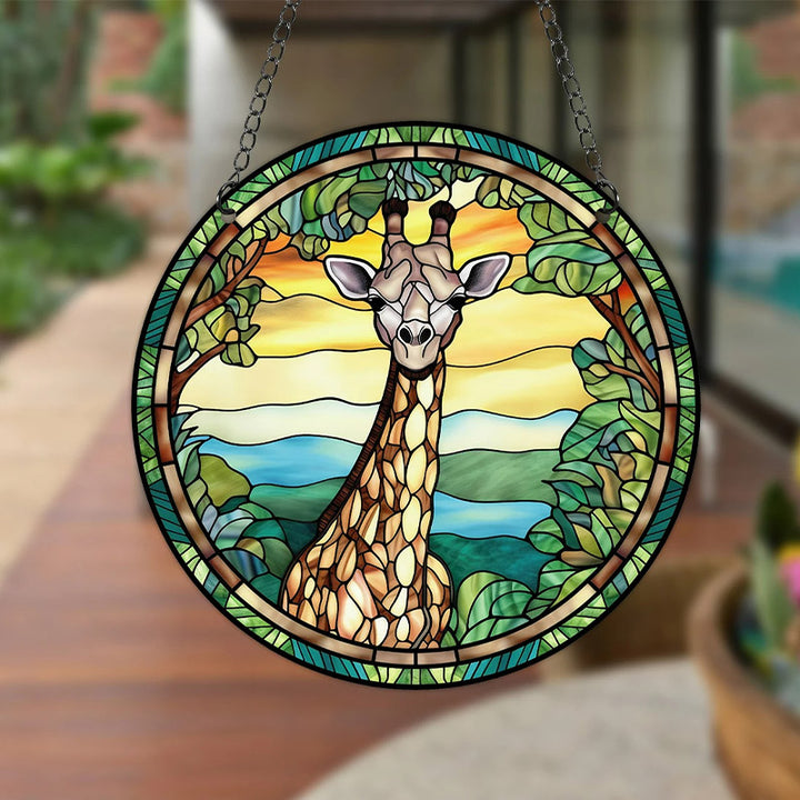 Stained Giraffe Acrylic Window Hangings Suncatcher For Wall Decor