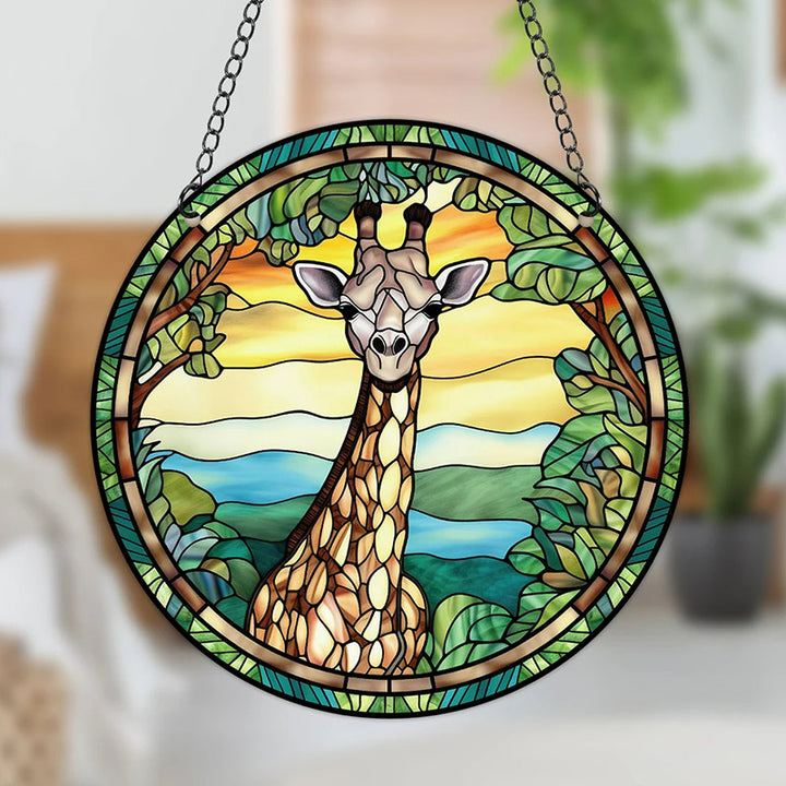 Stained Giraffe Acrylic Window Hangings Suncatcher For Wall Decor