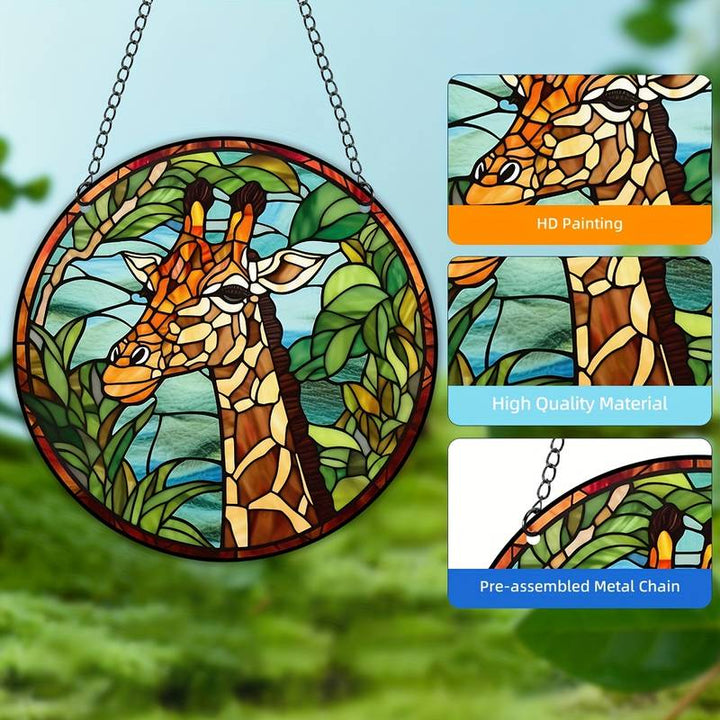 Stained Giraffe Acrylic Window Hangings Suncatcher For Wall Decor