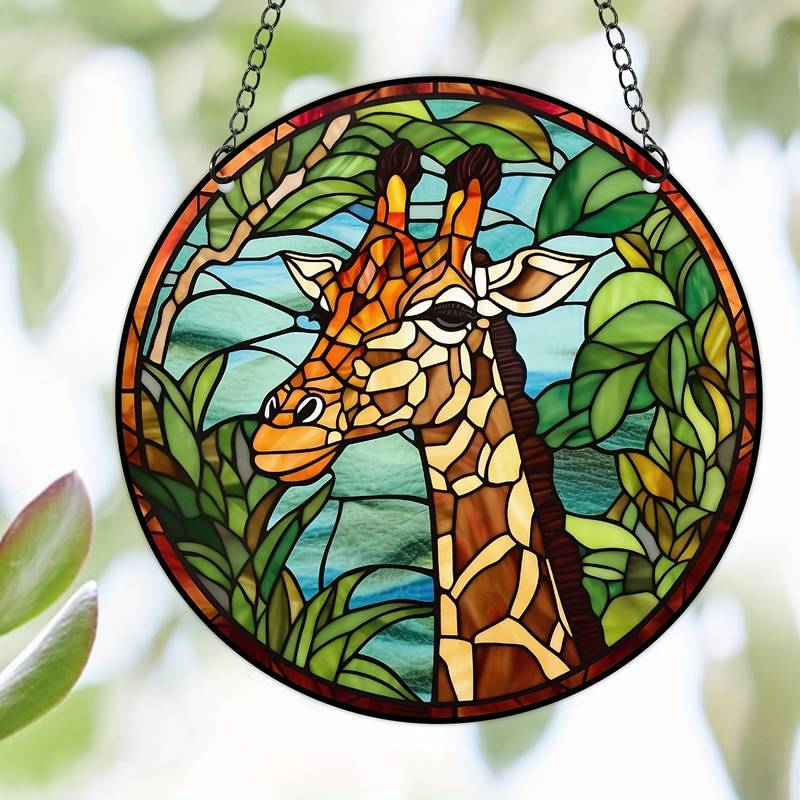 Stained Giraffe Acrylic Window Hangings Suncatcher For Wall Decor