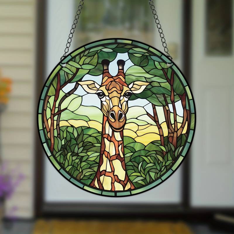 Stained Giraffe Acrylic Window Hangings Suncatcher For Wall Decor