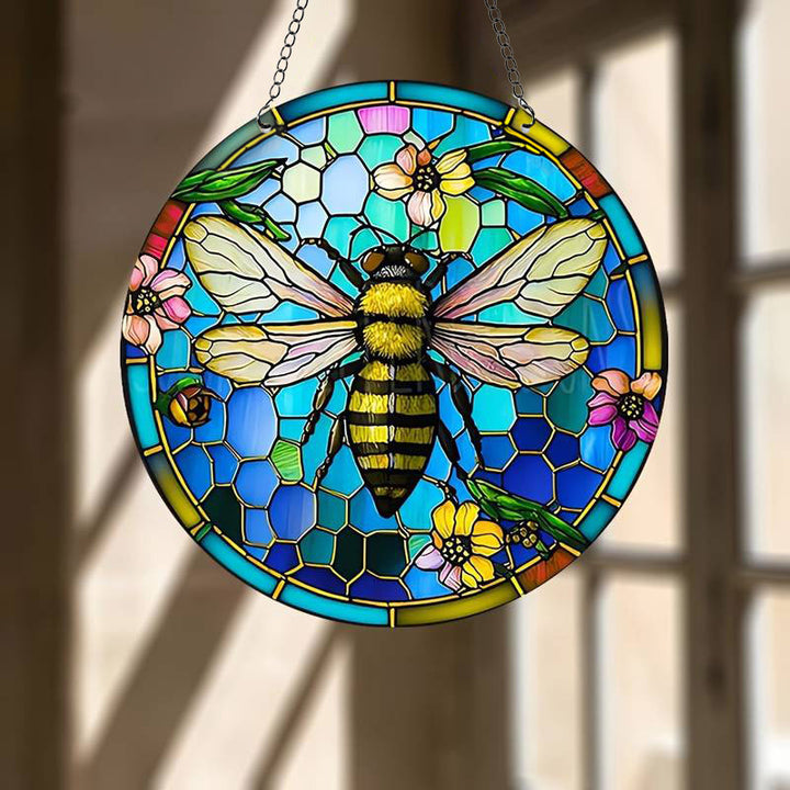 Stained Bee Acrylic Window Hangings Suncatcher For Wall Decor