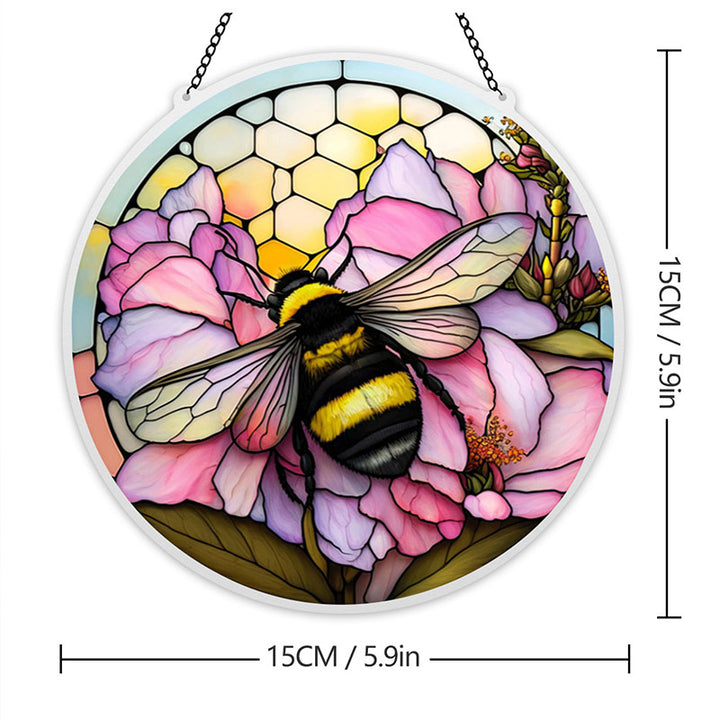 Stained Bee Acrylic Window Hangings Suncatcher For Wall Decor