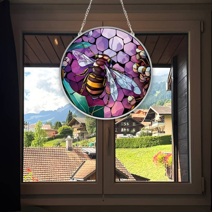 Stained Bee Acrylic Window Hangings Suncatcher For Wall Decor
