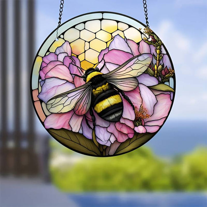 Stained Bee Acrylic Window Hangings Suncatcher For Wall Decor